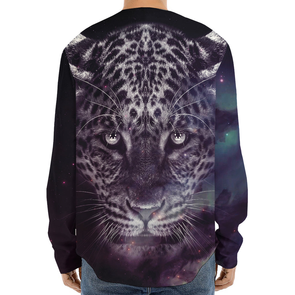 Galaxy Jaguar Print Long Sleeve Baseball Jersey
