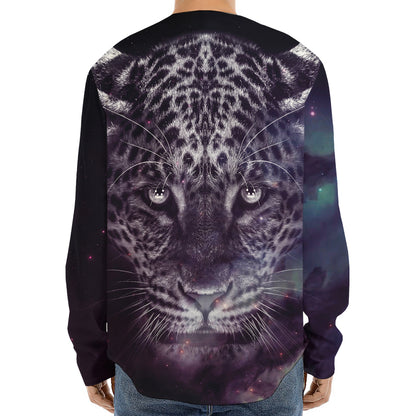 Galaxy Jaguar Print Long Sleeve Baseball Jersey