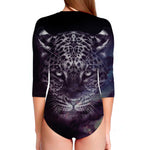 Galaxy Jaguar Print Long Sleeve Swimsuit