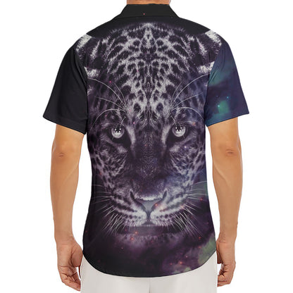 Galaxy Jaguar Print Men's Deep V-Neck Shirt