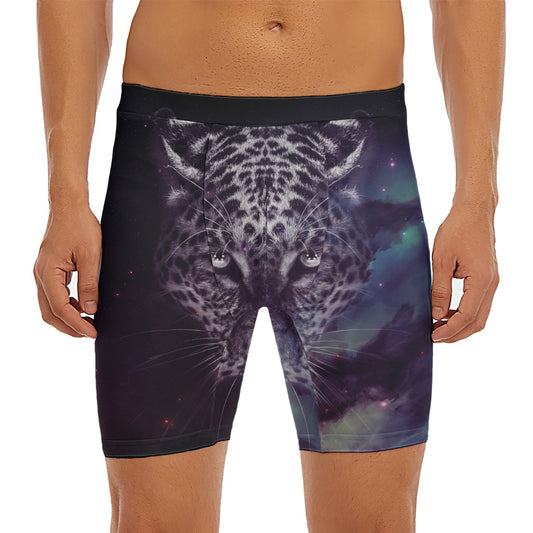 Galaxy Jaguar Print Men's Long Boxer Briefs