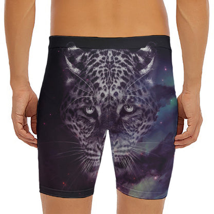 Galaxy Jaguar Print Men's Long Boxer Briefs