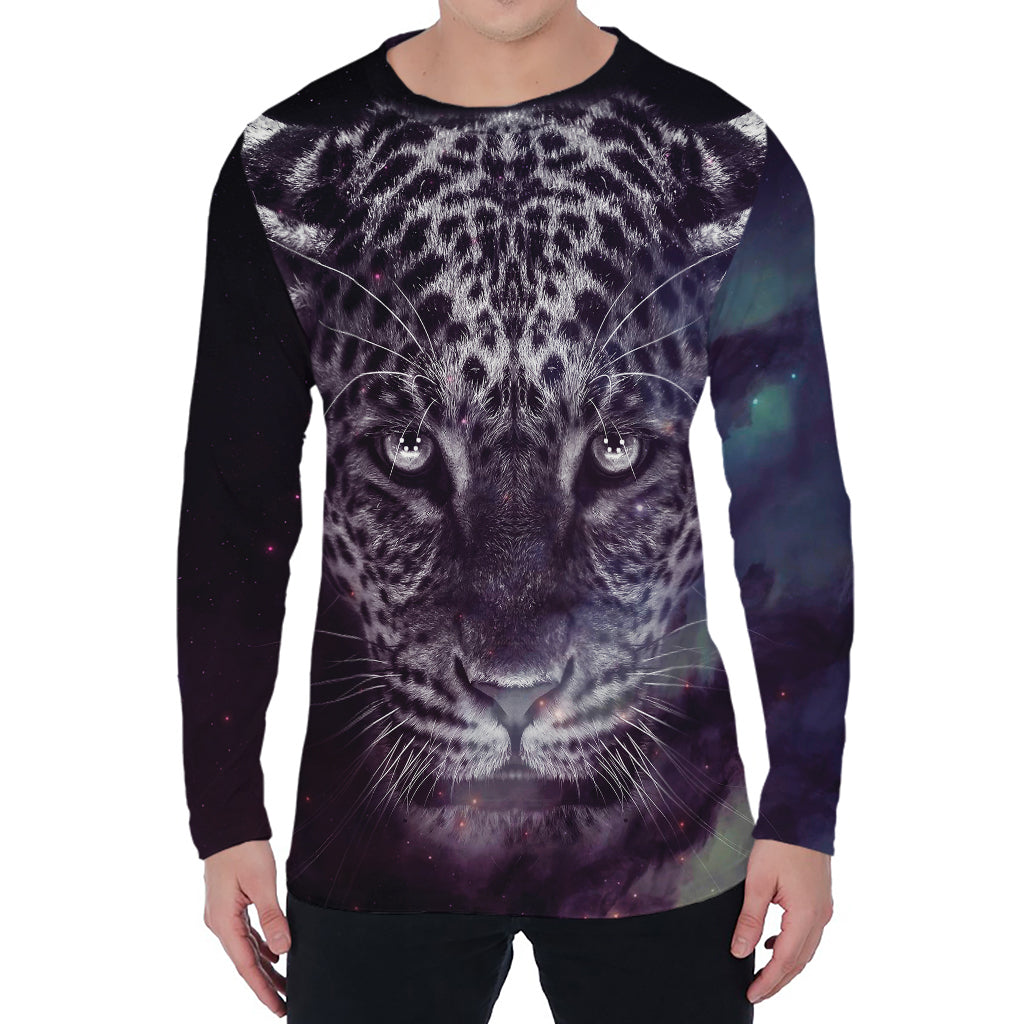 Galaxy Jaguar Print Men's Long Sleeve T-Shirt
