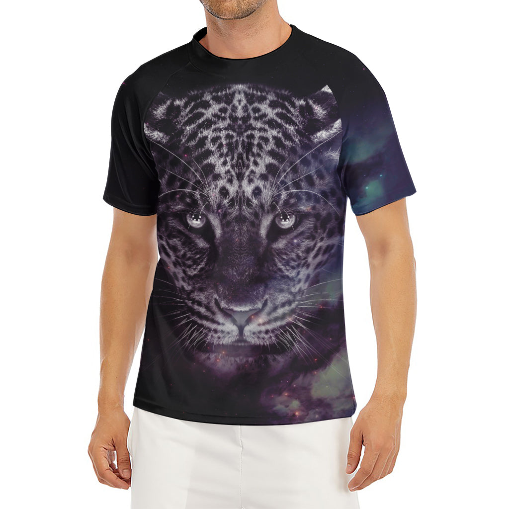 Galaxy Jaguar Print Men's Short Sleeve Rash Guard