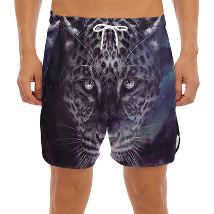Galaxy Jaguar Print Men's Split Running Shorts