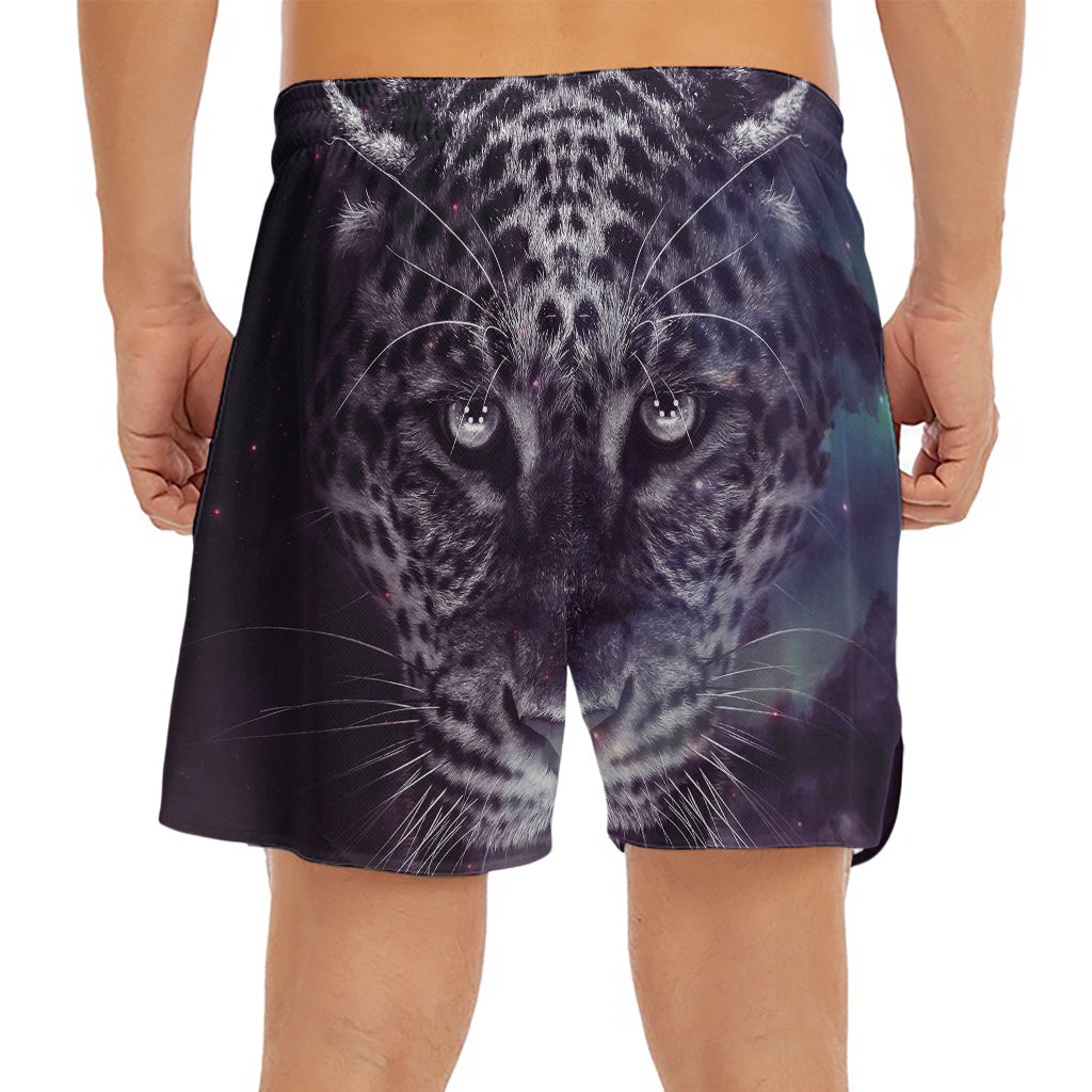 Galaxy Jaguar Print Men's Split Running Shorts