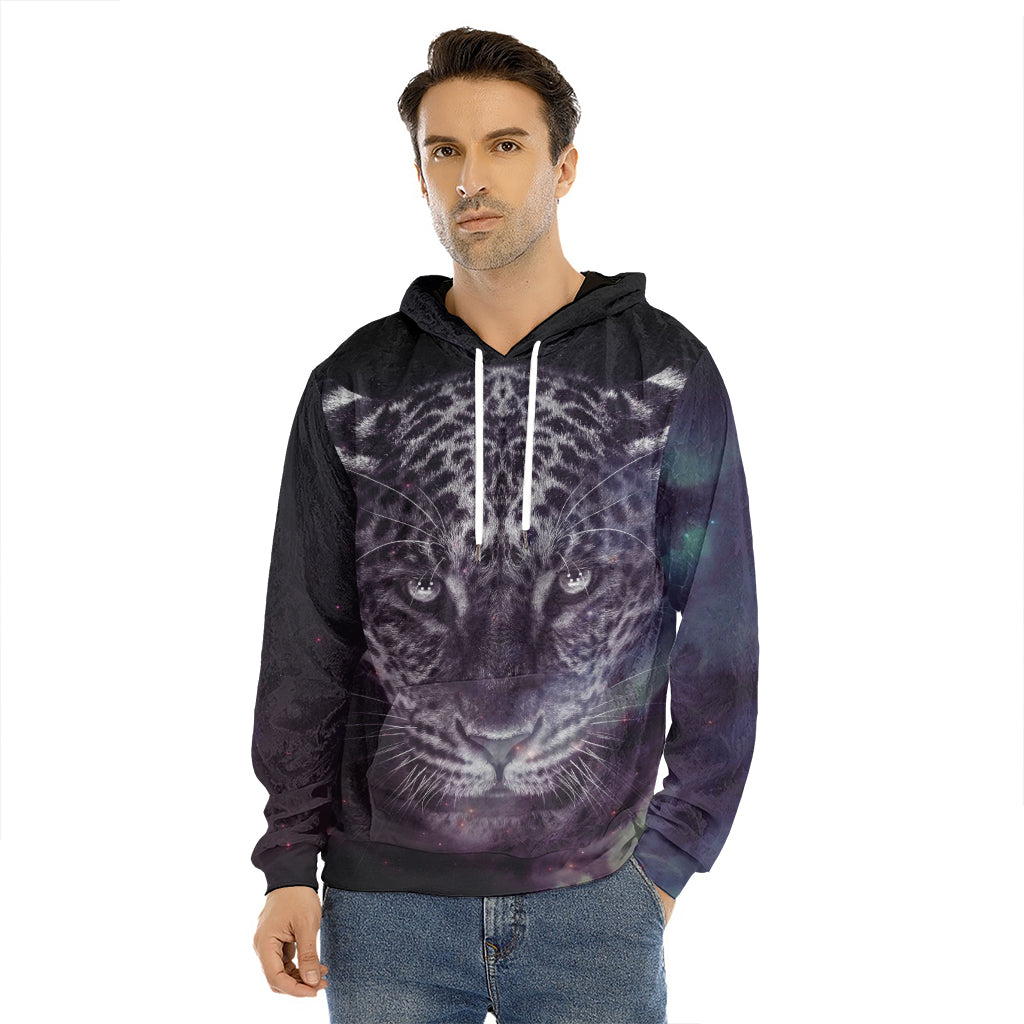 Galaxy Jaguar Print Men's Velvet Pullover Hoodie
