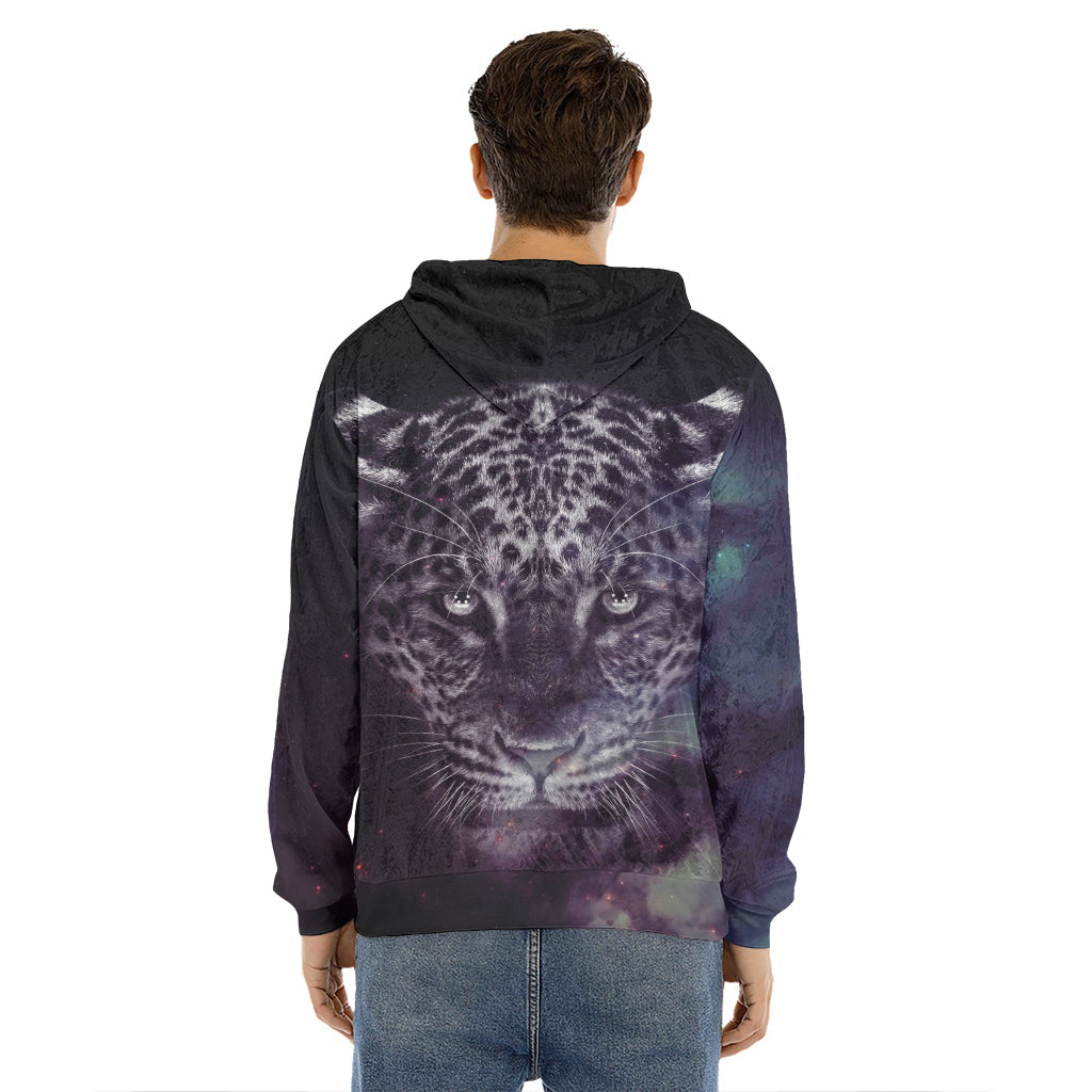 Galaxy Jaguar Print Men's Velvet Pullover Hoodie