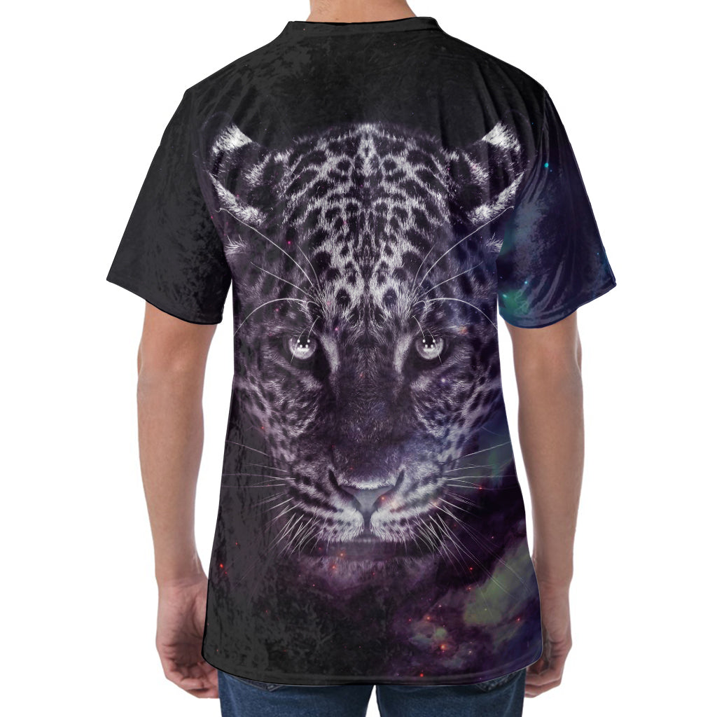 Galaxy Jaguar Print Men's Velvet T-Shirt