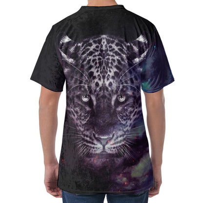 Galaxy Jaguar Print Men's Velvet T-Shirt