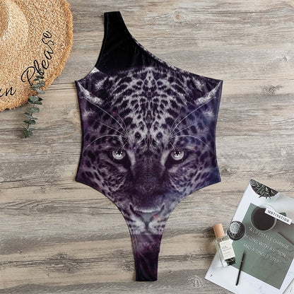 Galaxy Jaguar Print One Shoulder Bodysuit