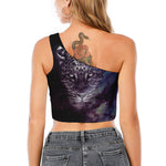 Galaxy Jaguar Print One Shoulder Crop Top