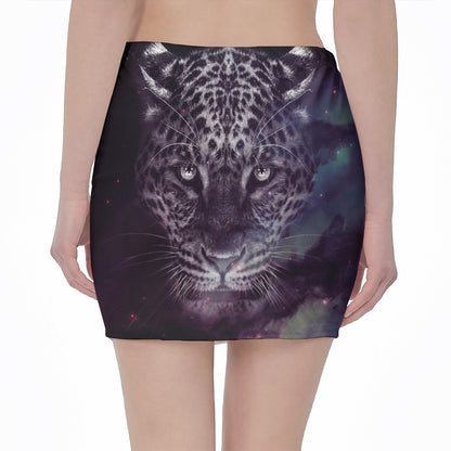 Galaxy Jaguar Print Pencil Mini Skirt