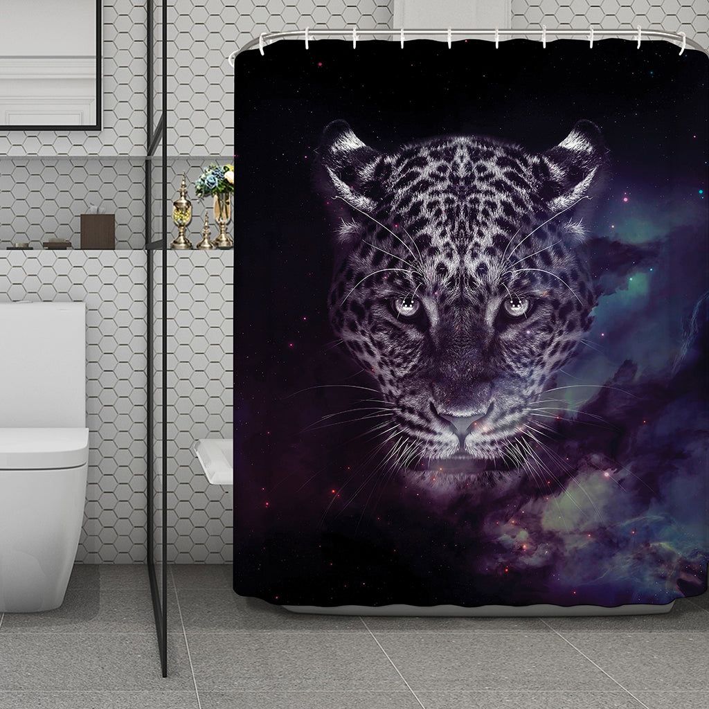 Galaxy Jaguar Print Polyester Shower Curtain