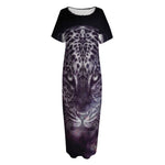 Galaxy Jaguar Print Short Sleeve Long Nightdress