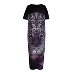 Galaxy Jaguar Print Short Sleeve Long Nightdress