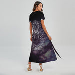 Galaxy Jaguar Print Short Sleeve Maxi Dress