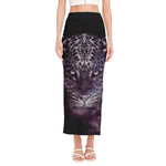 Galaxy Jaguar Print Side Slit Maxi Skirt