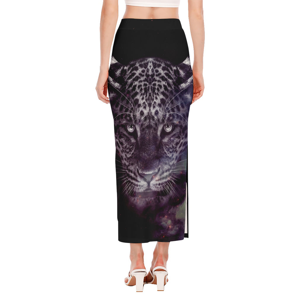 Galaxy Jaguar Print Side Slit Maxi Skirt