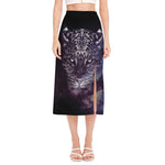 Galaxy Jaguar Print Side Slit Midi Skirt