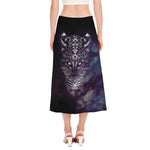 Galaxy Jaguar Print Side Slit Midi Skirt