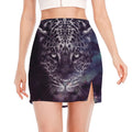 Galaxy Jaguar Print Side Slit Mini Skirt