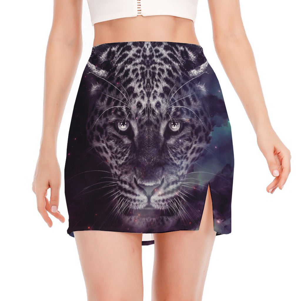 Galaxy Jaguar Print Side Slit Mini Skirt