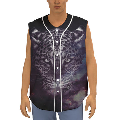 Galaxy Jaguar Print Sleeveless Baseball Jersey