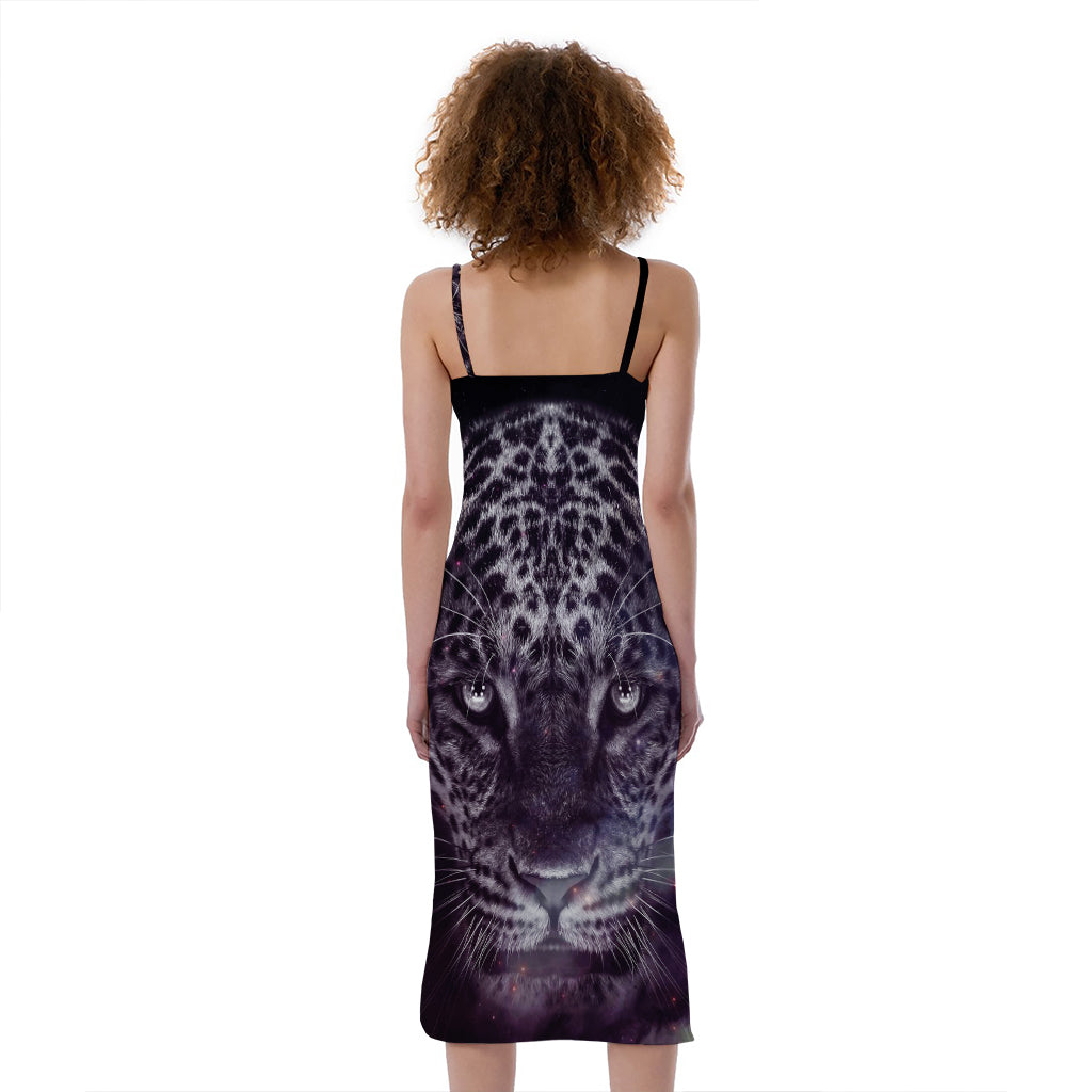 Galaxy Jaguar Print Slim Fit Midi Cami Dress