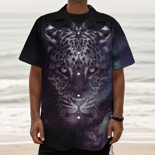 Galaxy Jaguar Print Textured Short Sleeve Shirt