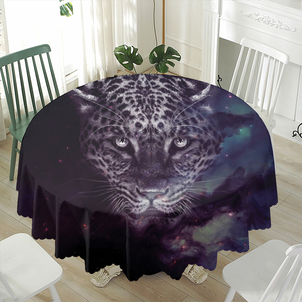 Galaxy Jaguar Print Waterproof Round Tablecloth