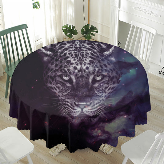 Galaxy Jaguar Print Waterproof Round Tablecloth