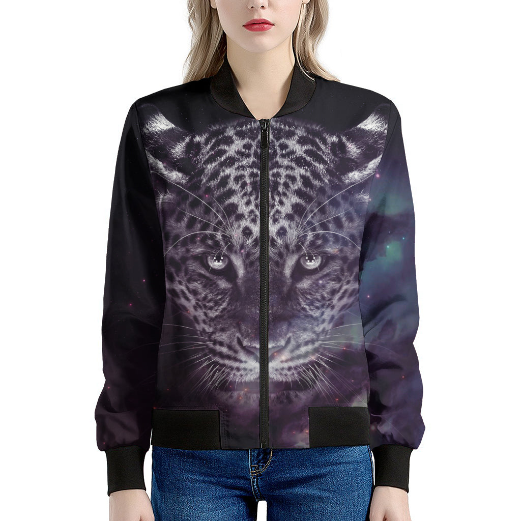 Galaxy Jaguar Print Women's Bomber Jacket