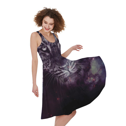 Galaxy Jaguar Print Women's Sleeveless Dress