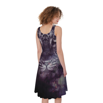 Galaxy Jaguar Print Women's Sleeveless Dress