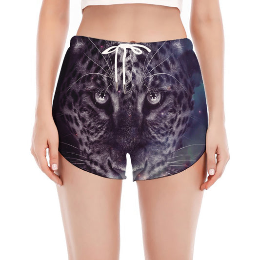 Galaxy Jaguar Print Women's Split Running Shorts