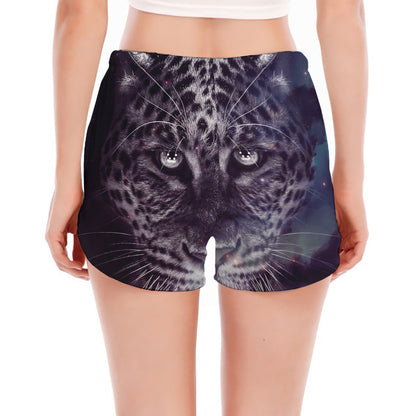 Galaxy Jaguar Print Women's Split Running Shorts