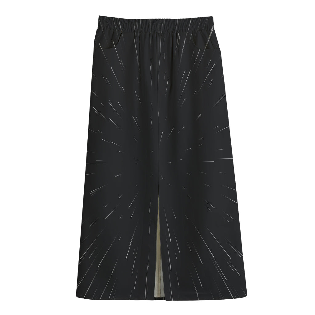 Galaxy Lightspeed Print Cotton Front Slit Maxi Skirt