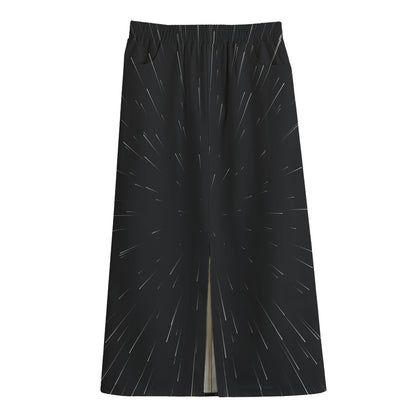 Galaxy Lightspeed Print Cotton Front Slit Maxi Skirt