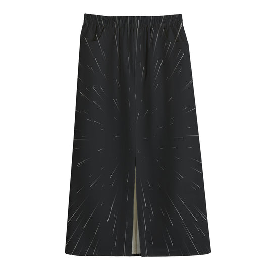 Galaxy Lightspeed Print Cotton Front Slit Maxi Skirt
