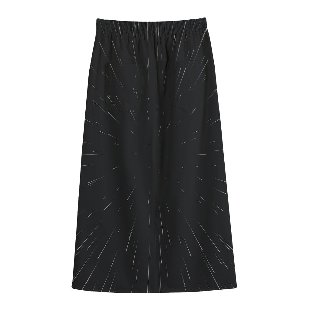 Galaxy Lightspeed Print Cotton Front Slit Maxi Skirt