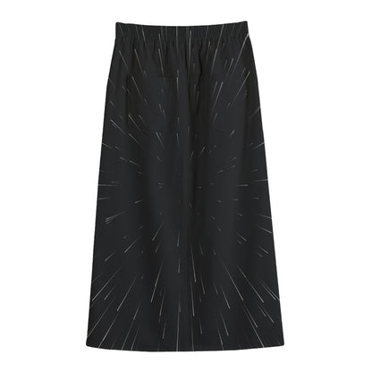 Galaxy Lightspeed Print Cotton Front Slit Maxi Skirt