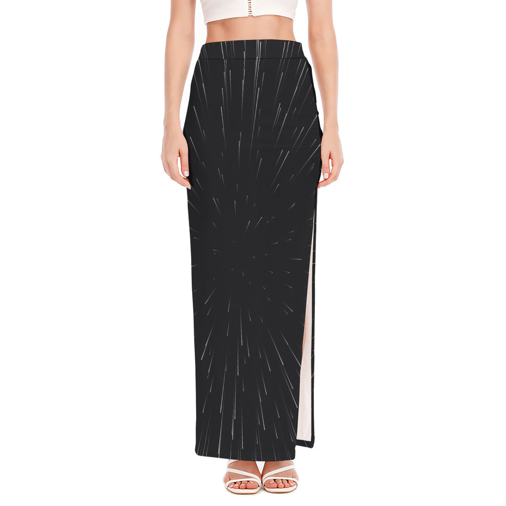 Galaxy Lightspeed Print High Slit Maxi Skirt