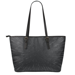 Galaxy Lightspeed Print Leather Tote Bag