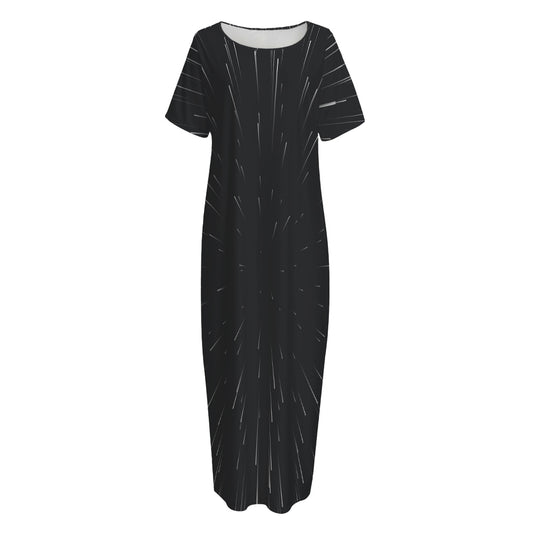 Galaxy Lightspeed Print Short Sleeve Long Nightdress
