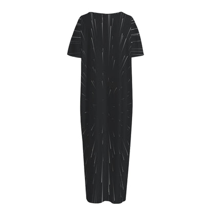 Galaxy Lightspeed Print Short Sleeve Long Nightdress