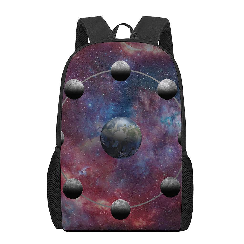 Galaxy Lunar Phase Print 17 Inch Backpack