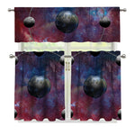 Galaxy Lunar Phase Print 3 Piece Kitchen Curtains