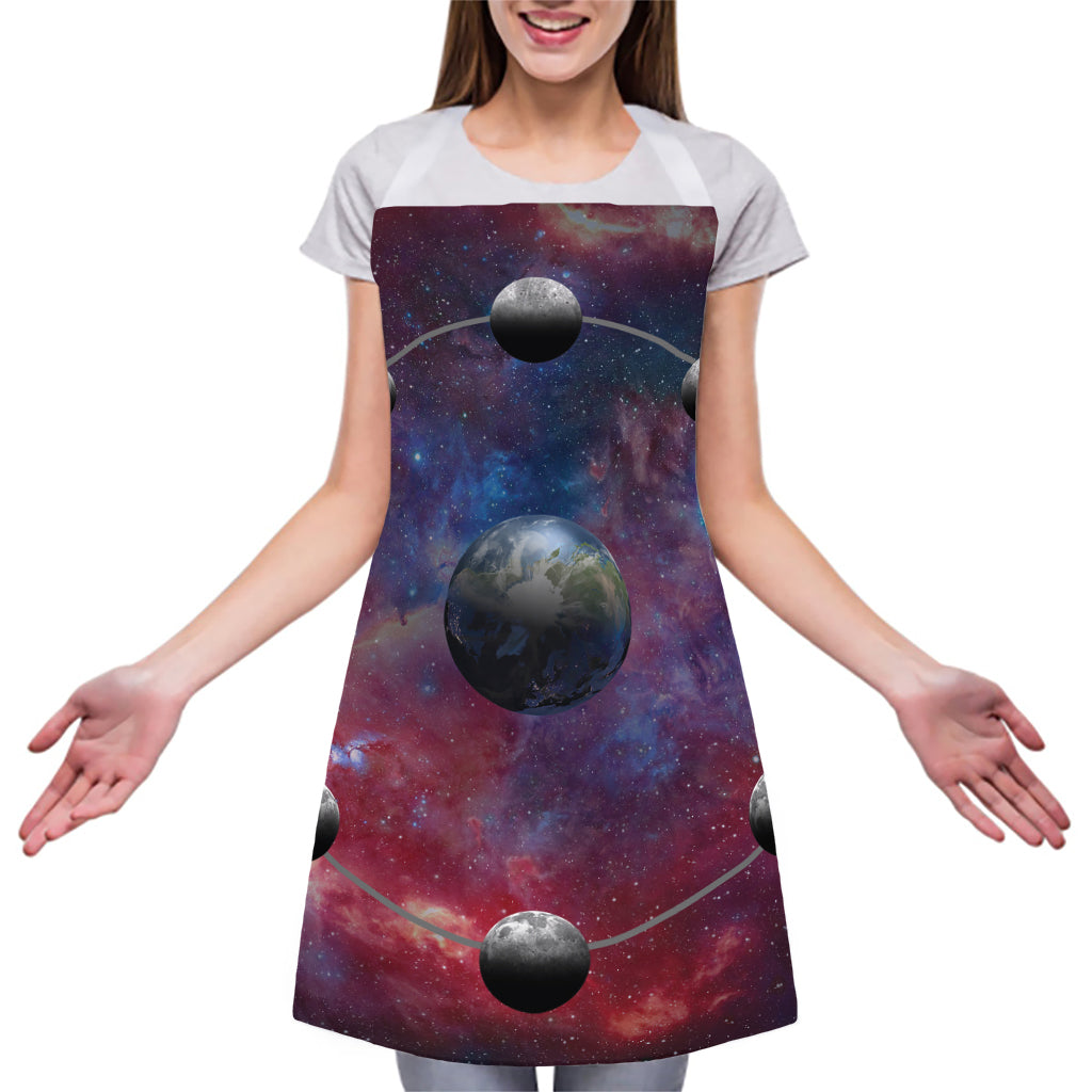 Galaxy Lunar Phase Print Adjustable Apron