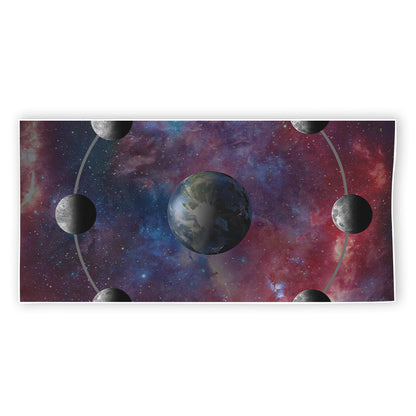 Galaxy Lunar Phase Print Beach Towel